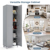 Modern Utility Storage Organizer Double Door Tall Storage Cabinet-Grey