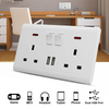10x Double Wall Plug Socket 2 Gang 13A w/ 2 Charger USB Ports Outlets Flat Plate