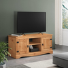 TV Unit Solid Pine 2 Door Media Stand Wooden Cottage Style Storage Cabinet Brown