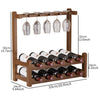 Bamboo Wine Rack Free Standing Bottle Shelf Hanging Cup Stand Storage Display UK