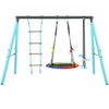Kids Swing Set PlayFrame Nest Tree Swing Climbing Ladder Seesaw Metal Frame Blue