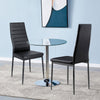 70cm Round Dining Table &2 4 Black Chairs Padded Seat Kitchen Dining Room Lounge