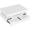 Coffee Table with Storage Drawers & LED Strips White Tea Table for Living Room