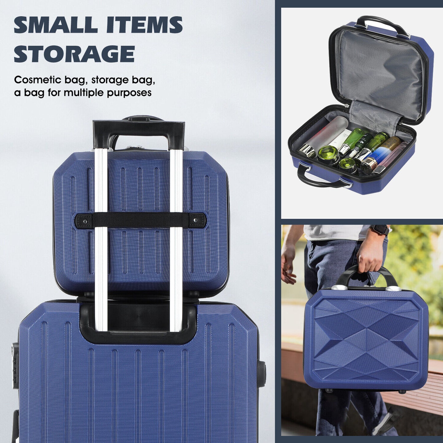 Lightweight Hard Shell ABS 4 Wheels Suitcase Cabin Hand Luggage Travel Case Set