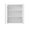 White Bathroom Cabinet Mirrored Surface 2 Doors 3 Shelves Wall Mounted Storage