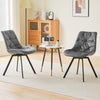2xSwivel Dining Chairs Velvet Padded Seat Dining Room Kitchen Chair Grey