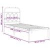 Metal Bed Frame with Headboard White 75x190 Small P5E3