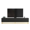TV Unit 200cm Modular Cabinet | Fluted Doors | Black Matt | Gold Metal Base