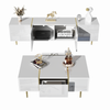 Modern High-gloss TV Cabinet TV Stand and Coffee Table Set for Living Room,White