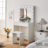 Dressing Table LED Lights & 1 Drawer Makeup Table with Mirror Bedroom White Gift