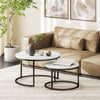 Stacking Coffee Tables Set with Marble-Effect Top Nesting Tables Side End Tables