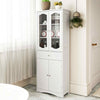 Freestanding Linen Cabinet with 2 Adjustable Shelves-White