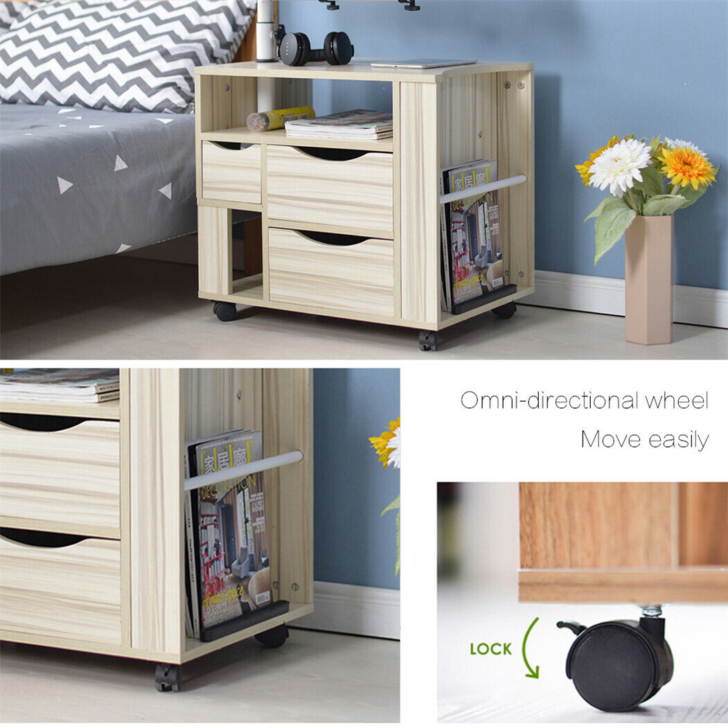Luxuary Bedside Tables Nightstands Drawers Storage Room Kids Book Shelf Table