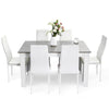 Mondeer Dining Table and Chairs Set 6 High Back Faux Leather Chair Grey&White