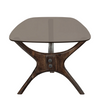 Designer Luxury Walnut Dark Wood And Glass Abstract Coffee Table
