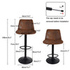 2x Bar Stools Breakfast Comfortable Swivel Gas Lift Kitchen Stool Leather Chairs