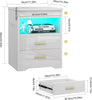 LED Nightstand Bedside Table Storage Cabinet with Charging Station & 2 Drawers
