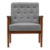 Grey Fabric Accent Chair Scandi Armchair Rubber Wood Frame Single Fireside Sofa