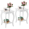 2pcs Accent Table End Table with Curved Legs 2-Tier Open Storage Shelves-White
