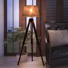 Free Standing Floor Lamp Bedside Light with Tripod Holder Fabric Shade Grey