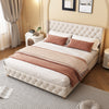 Upholstered Bed Frame 5ft King Size Bed with Button Tufted Headboard & Wing Side
