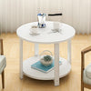 Small 2 Tier White Black Wooden Side Table with Shelf Bedroom Coffee End Table
