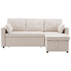 L-Shaped Sofa Bed 3 Seater Couch Pull Out Sectional Couch Bed Corner Sofa Beige