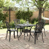 5 Piece Garden Dining Set Black Cast Aluminium Q6I8