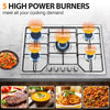 Gas Hob 5 Burners 76cm Stainless Steel Kitchen Built in Gas Cooktop For NG/LPG