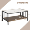 Coffee Table Rectangular 2 Tier Storage Shelf Faux Marble Metal Living Room Home