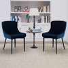 2x Dining Chairs Blue Velvet Home Matte Black Legs Soft Seat Furniture