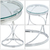 Thicken Tempered Glass Coffee Table Small Round Side End Table Chrome Pedestal