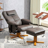 Massage Recliner Chair with Footstool PU Armchair with Adjustable Backrest Brown