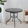 80cm Black Round Garden Table Outdoor Cafe Patio Dining Table with Parasol Hole