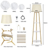 3-Tier Shelf Floor Lamp w/Shade Standing Light Open Shelves Storage Living Room