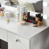 White Dressing VanityTable Wood Makeup Desk with LED Mirror 7 Drawers Stool