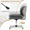 Upholstered Computer Chair Modern Swivel Armless Task Chairs-Grey