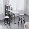 3Pcs Bar Table Stools Set 2 Bar Stools for Breakfast Pub Counter Small Apartment