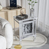 Large Mirror Nightstand 1 Door Cabinet Mirrored Sofa Side End Table with Clock
