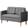 Modern 2 Seater Sofa with Hidden Storage Tufted Cotton Compact Loveseat Grey