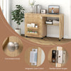 Barn-door Sewing Cabinet Folding Wewing Craft w/5 Lockable Wheels-Natural
