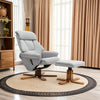 Swivel Recliner Chair Grey Linen Fabric Armchair Office Lounge Sofa w/Footstool