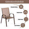 Outdoor Garden Dining Chair Set of 2 High Back Camping Chairs W/Armrest Brown