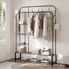Heavy Duty Double Clothes Rail Garment Hanging Display Rack with Storage Shelf