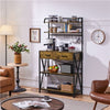 Kitchen Bakers Rack Storage Shelf Unit with 2 Drawers & 6 Hooks Microwave Stand