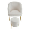 White Teddy Fleece Upholstered Single Sofa Bedroom Lounge Accent Tub Chair Stool
