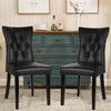 Set of 2 Dining Chairs High Back PU Leather Kitchen Chair Padded Seat Wood Legs