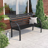 Metal Garden Bench Slatted 2 Seater Yard Patio Park Chair Seat Outdoor Furniture