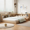 Multifunctional Wooden Double Bed Frame with Storage Space for Adults, Teenagers