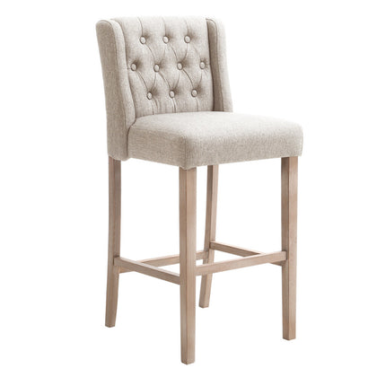 2PCS Breakfast Kitchen Bar Stools High Counter Chairs Oatmeal Linen Padded Seat